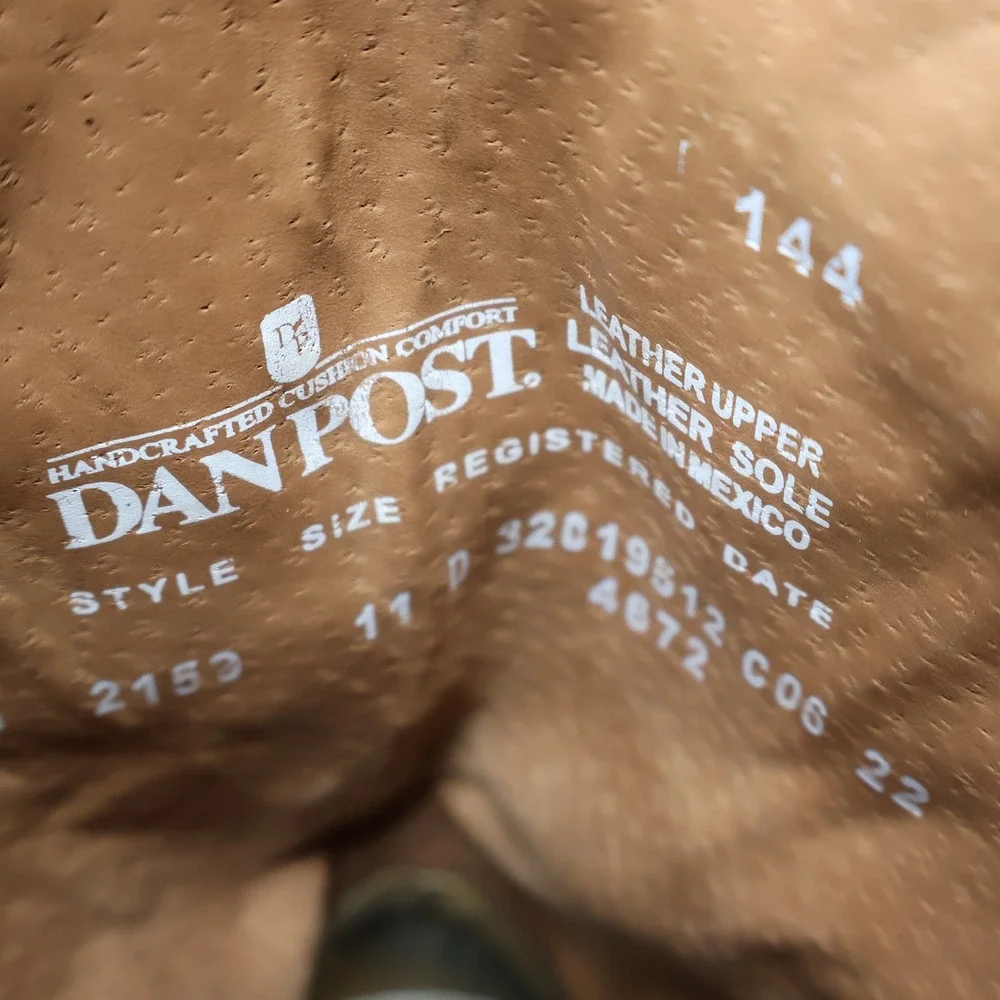 Dan Post Men 11D Western Boots Brown Leather Cowboy Embroidered Pull On 2153